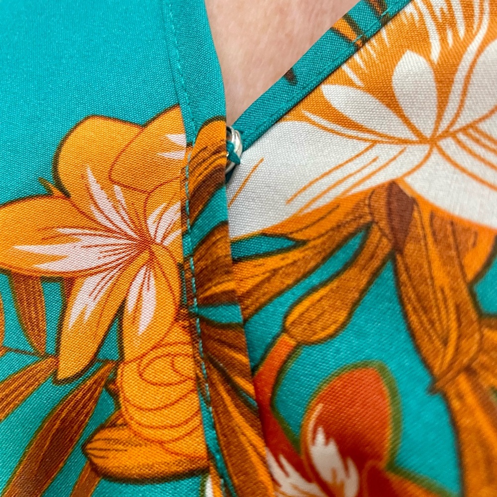 Tropical Floral Jumpsuit in Teal and Orange NWOT - Picture 5 of 8